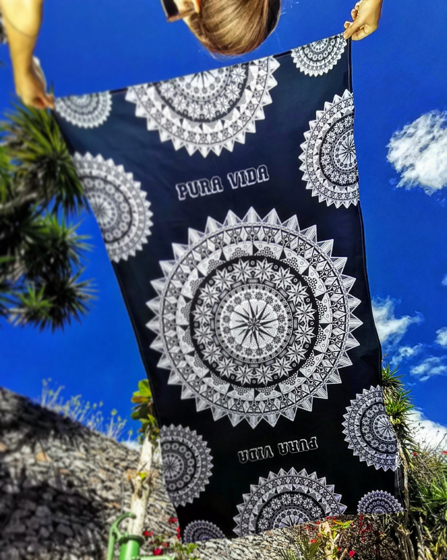 Manta de playa Mosaico Negro